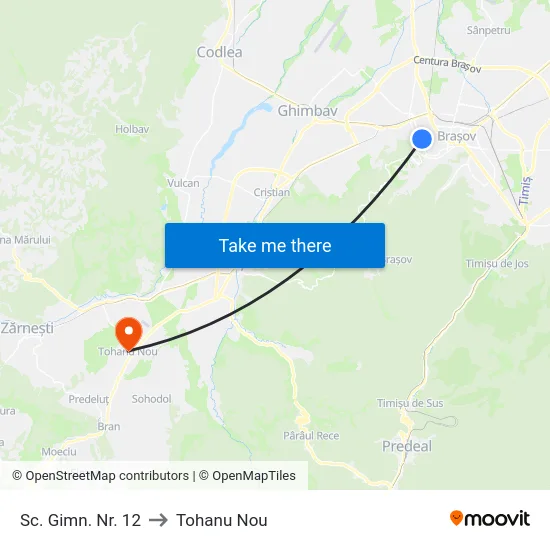 Sc. Gimn. Nr. 12 to Tohanu Nou map