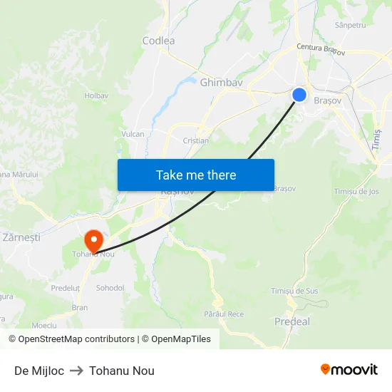 De Mijloc to Tohanu Nou map