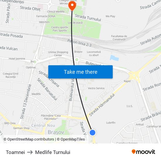 Toamnei to Medlife Turnului map