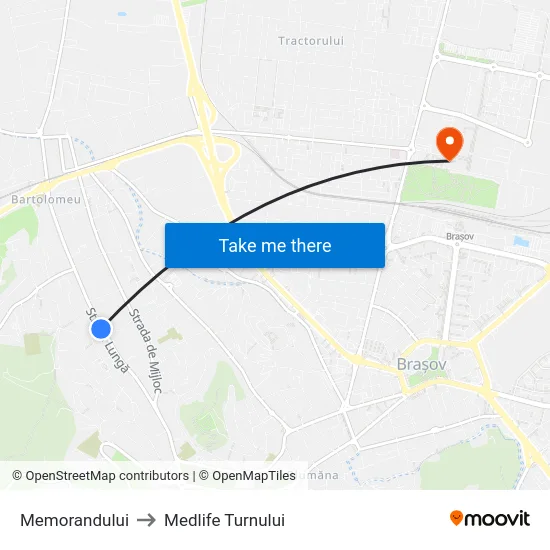 Memorandului to Medlife Turnului map