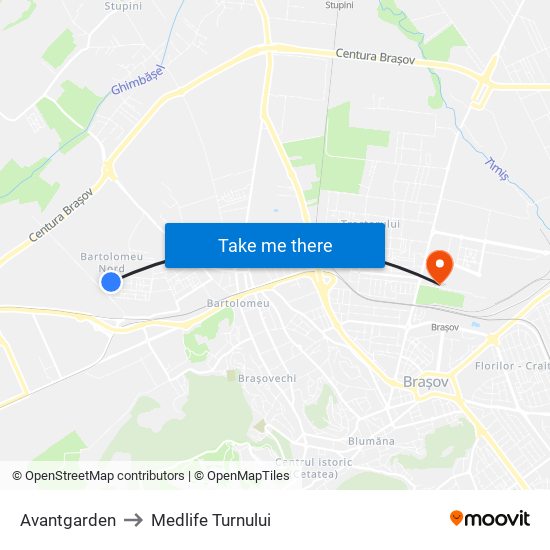 Avantgarden to Medlife Turnului map