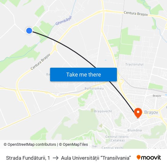 Strada Fundăturii, 1 to Aula Universității “Transilvania” map