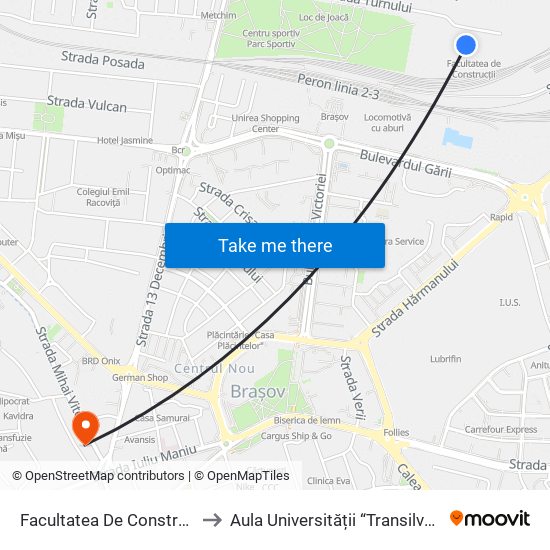 Facultatea De Construcţii to Aula Universității “Transilvania” map