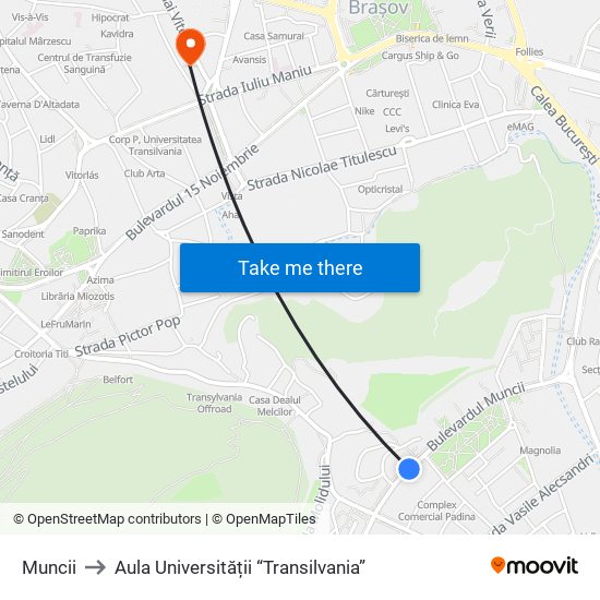 Muncii to Aula Universității “Transilvania” map