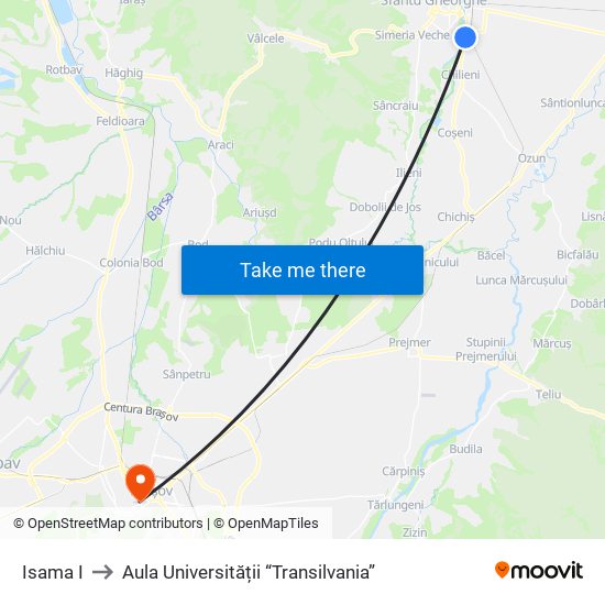 Isama I to Aula Universității “Transilvania” map