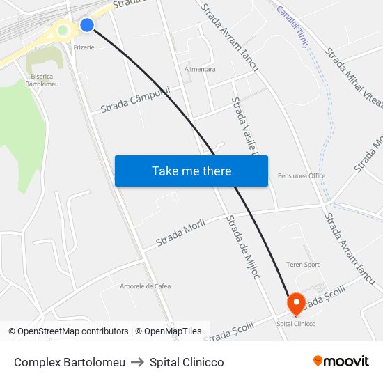 Complex Bartolomeu to Spital Clinicco map