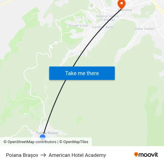 Poiana Brașov to American Hotel Academy map