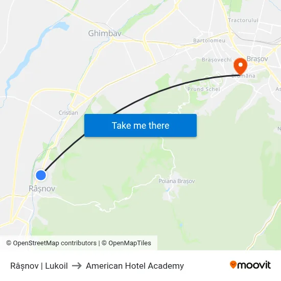 Râșnov | Lukoil to American Hotel Academy map