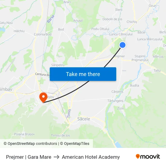 Prejmer | Gara Mare to American Hotel Academy map