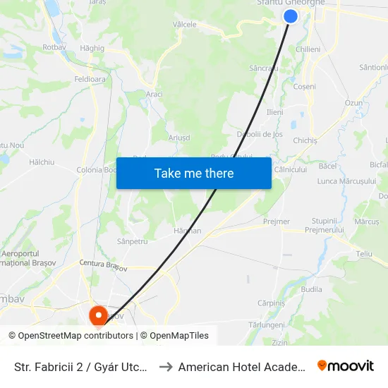 Str. Fabricii 2 / Gyár Utca 2 to American Hotel Academy map