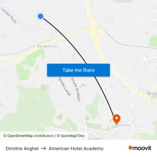 Dimitrie Anghel to American Hotel Academy map