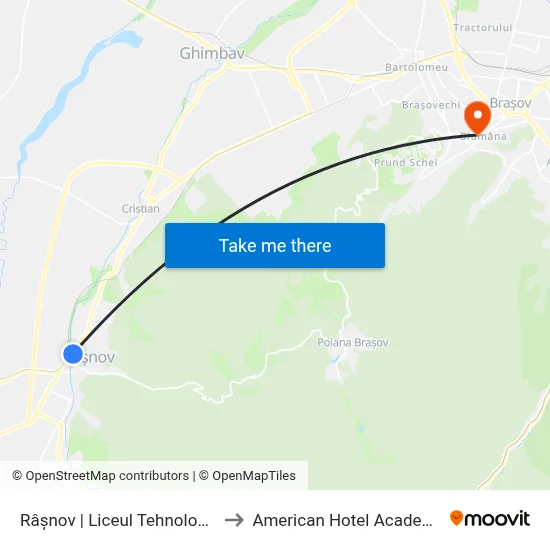 Râșnov | Liceul Tehnologic to American Hotel Academy map
