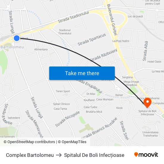 Complex Bartolomeu to Spitalul De Boli Infecțioase map