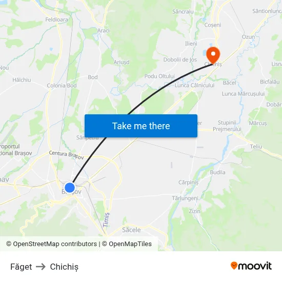 Făget to Chichiș map