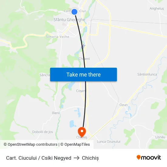 Cart. Ciucului / Csíki Negyed to Chichiș map