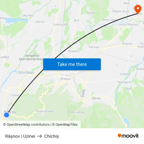 Râșnov | Uzinei to Chichiș map