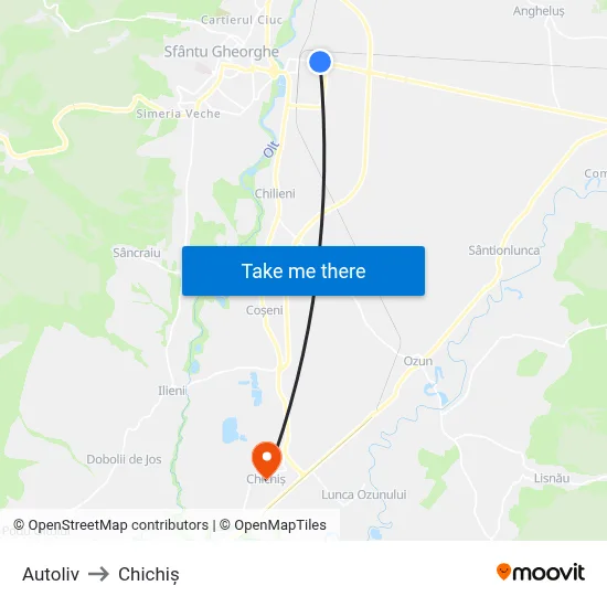 Autoliv to Chichiș map