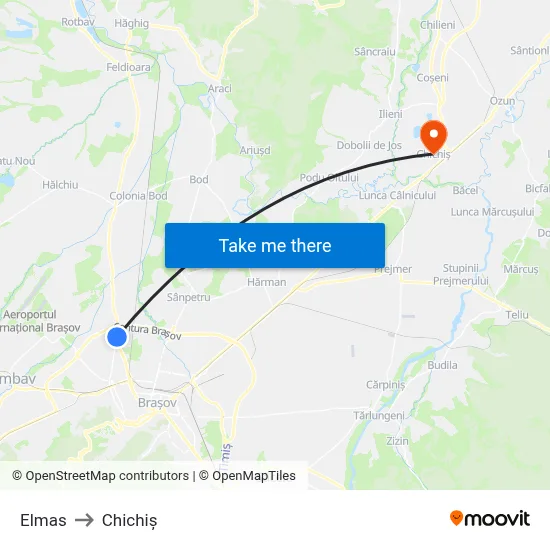 Elmas to Chichiș map