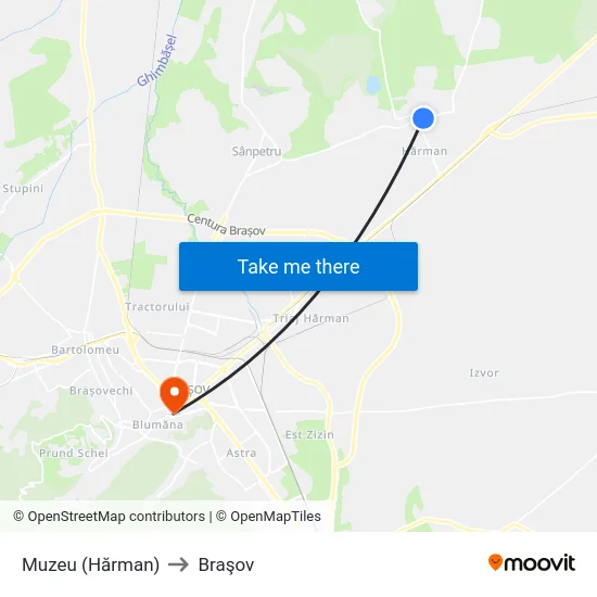 Muzeu (Hărman) to Braşov map