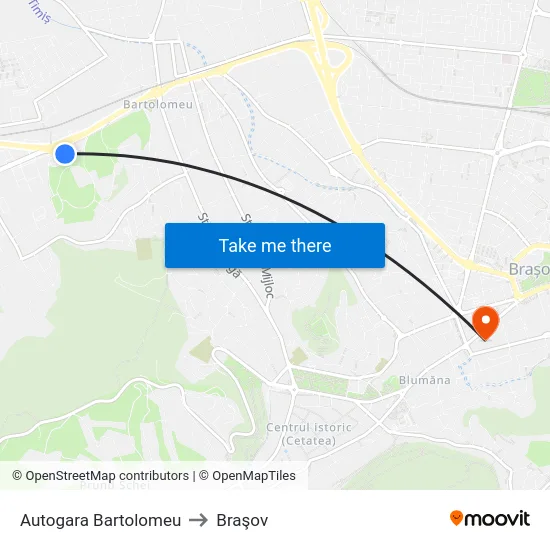 Autogara Bartolomeu to Braşov map
