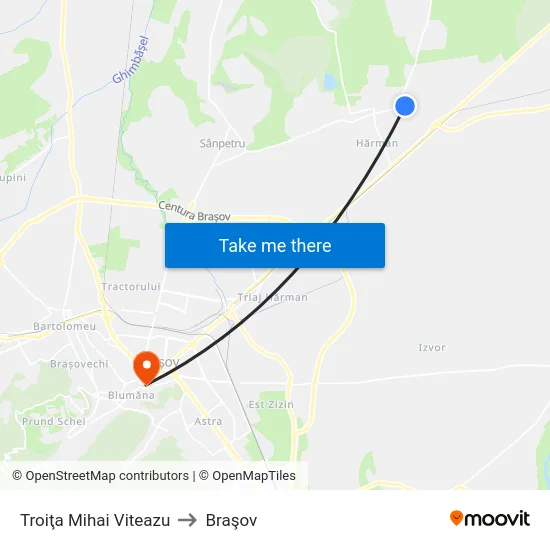 Troiţa Mihai Viteazu to Braşov map