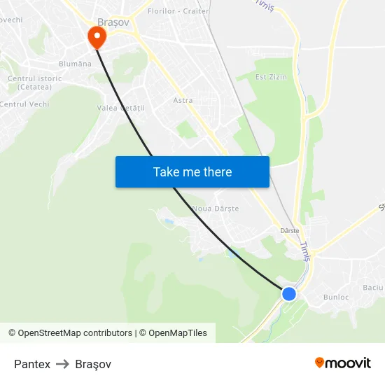 Pantex to Braşov map