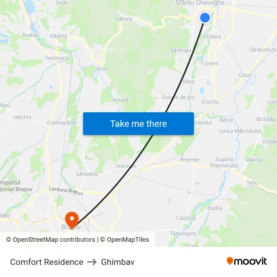 Comfort  Residence to Ghimbav map