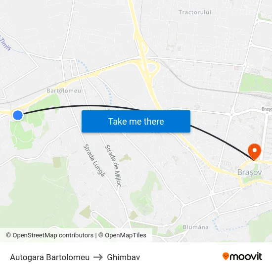 Autogara Bartolomeu to Ghimbav map