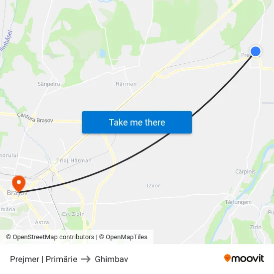 Prejmer | Primărie to Ghimbav map