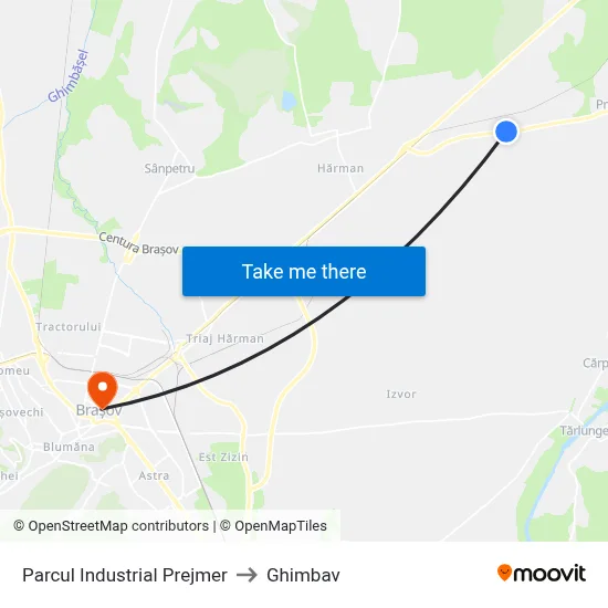 Parcul Industrial Prejmer to Ghimbav map