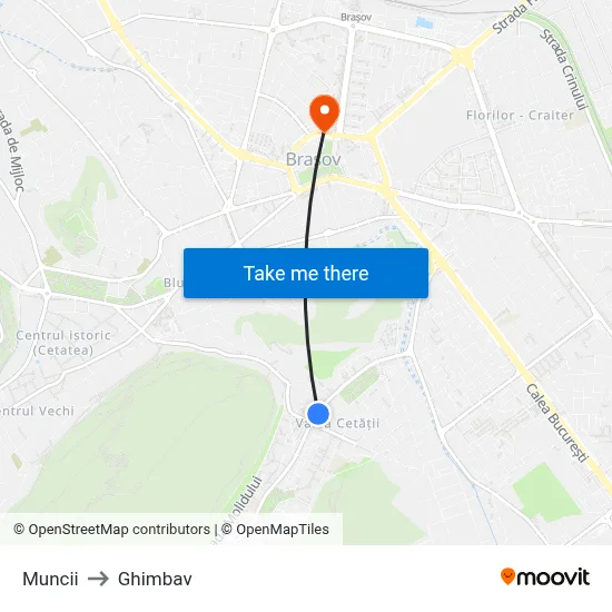 Muncii to Ghimbav map