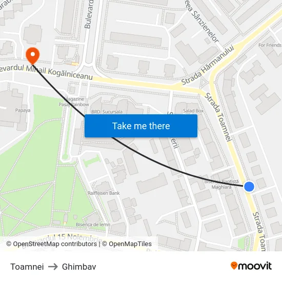 Toamnei to Ghimbav map