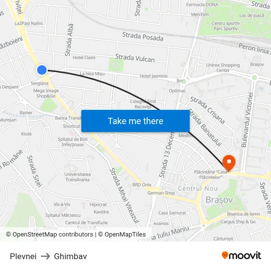 Plevnei to Ghimbav map