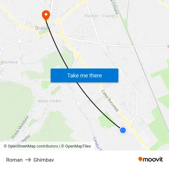 Roman to Ghimbav map