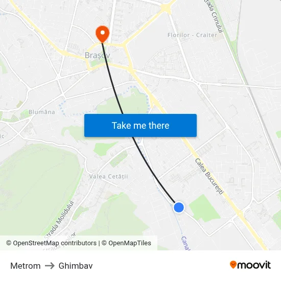 Metrom to Ghimbav map