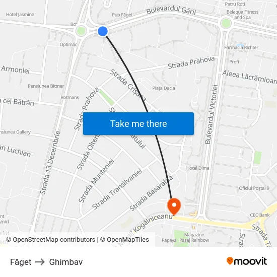 Făget to Ghimbav map