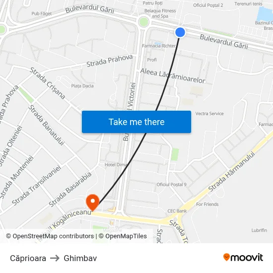 Căprioara to Ghimbav map