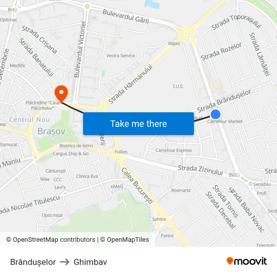 Brândușelor to Ghimbav map