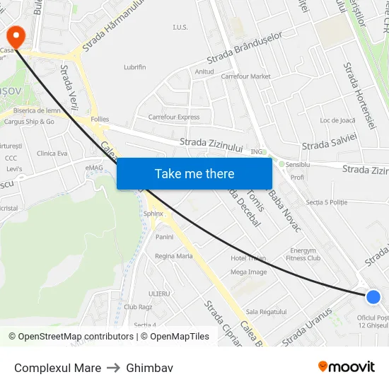 Complexul Mare to Ghimbav map