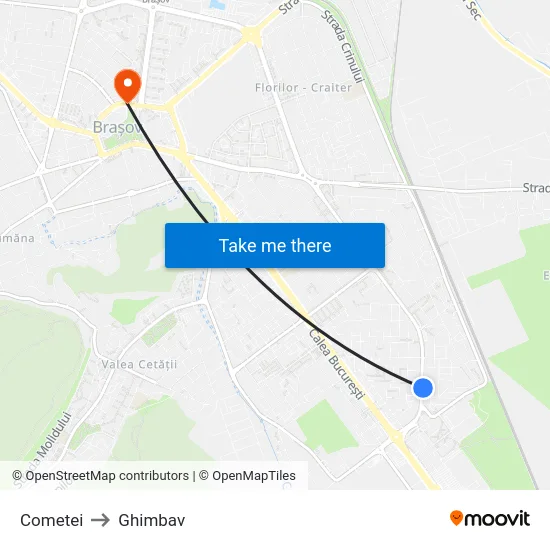 Cometei to Ghimbav map
