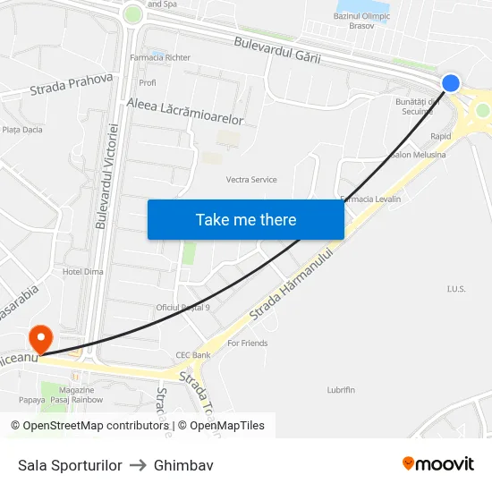 Sala Sporturilor to Ghimbav map