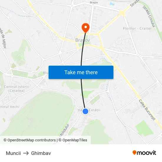 Muncii to Ghimbav map