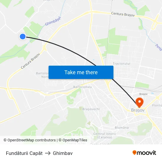 Fundăturii Capăt to Ghimbav map