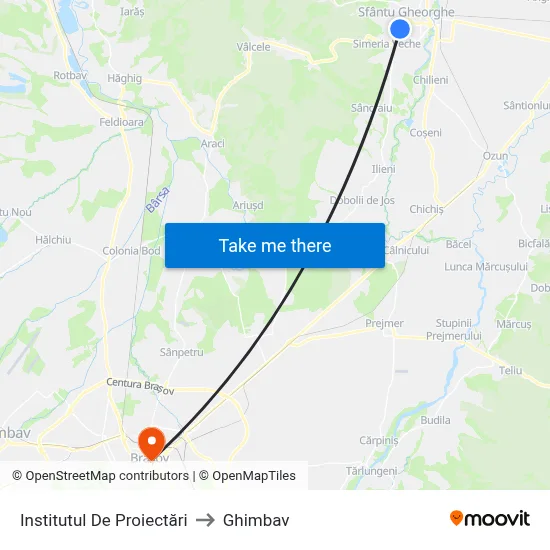 Institutul De Proiectări to Ghimbav map