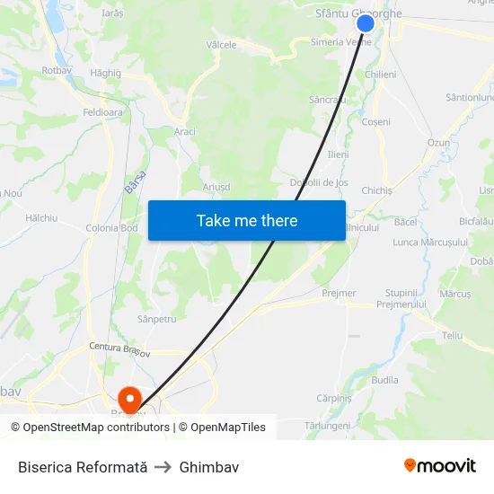Biserica Reformată to Ghimbav map