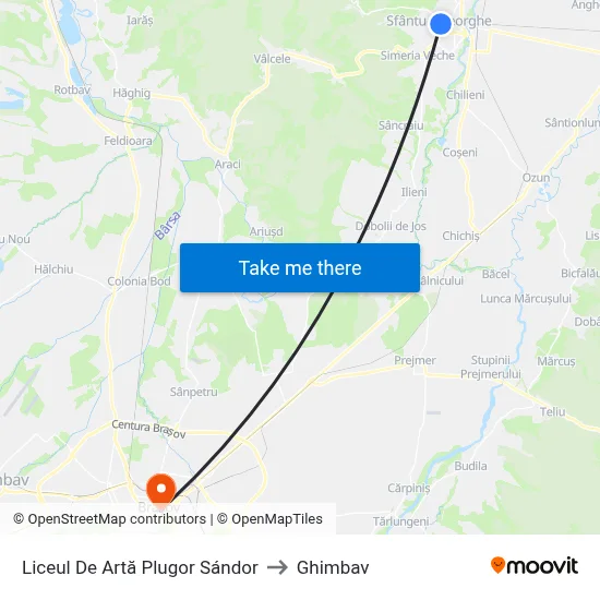 Liceul De Artă Plugor Sándor to Ghimbav map