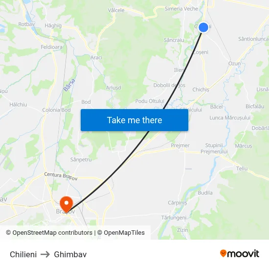Chilieni to Ghimbav map