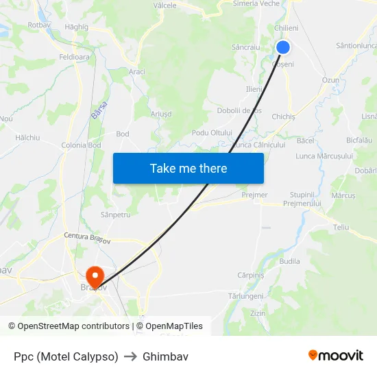 Ppc (Motel Calypso) to Ghimbav map