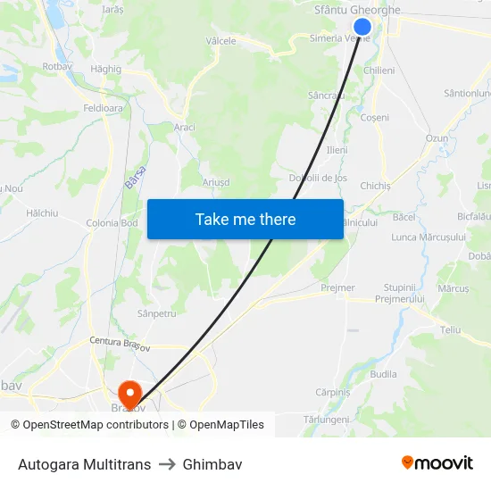 Autogara Multitrans to Ghimbav map