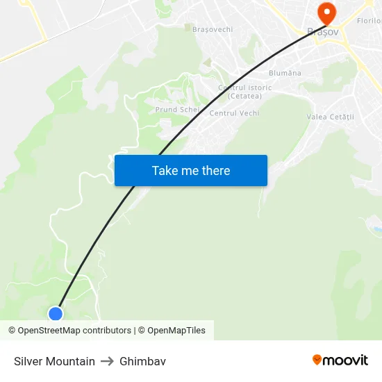 Silver Mountain to Ghimbav map